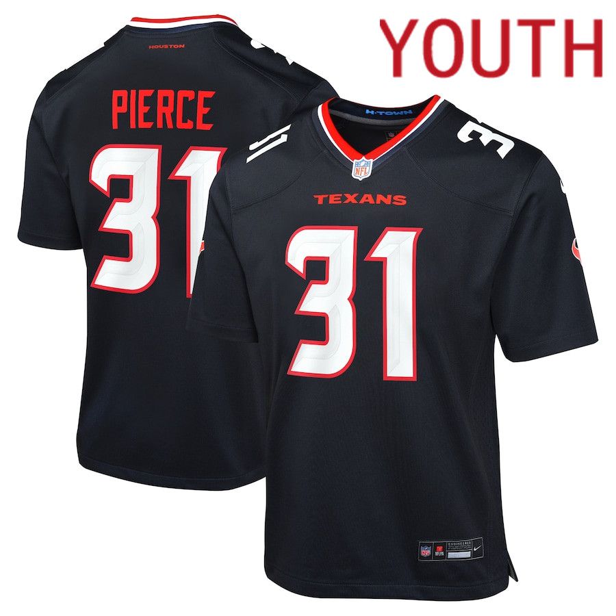 Youth Houston Texans #31 Dameon Pierce Nike Navy Game NFL Jersey